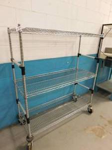lot 10 image: Rolling NSF Shelving Unit - 47(w) x 55(h) x 17.75(d)