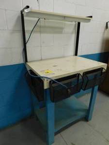 lot 16 image: Work Bench with Overhead Light - 36(w) x 64(h) x 24(d)