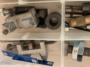 lot 125 image: Bin of Drill Bits, Random Tool Parts