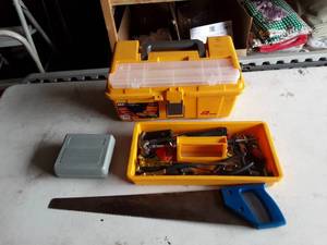 lot 14 image: Tool Box With Assorted Hand Tools