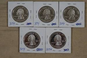 lot 26 image: (5) 2006 Silver Proof Quarters