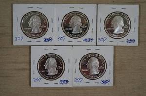 lot 27 image: (5) 2008 Silver Proof Quarters