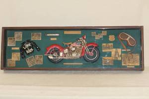 lot 30 image: Large Harley Davidson Wall Hanging Shadowbox