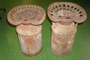 lot 105 image: 2 Vintage Milk Can Stools