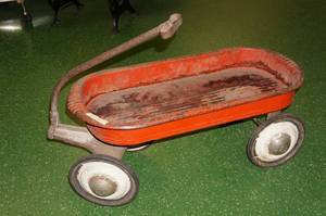 lot 110 image: Red Metal Wagon