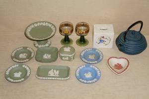 lot 161 image: Wedgwood Jasperware, Glass Goblets, Tea Pot