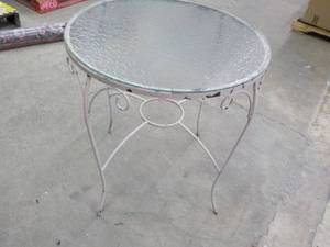 lot 37 image: Patio Table Metal Base and Glass To...