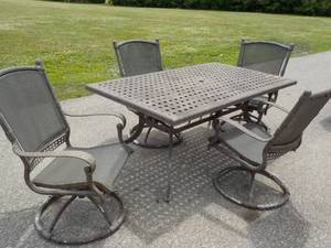 lot 41 image: Heavy Metal Patio Table 4 matching...