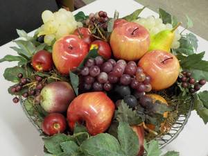 lot 44 image: Fruit Centerpiece with Metal Stand...