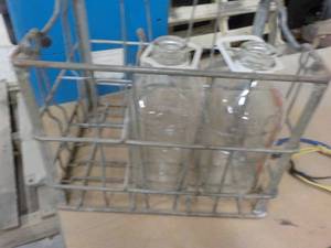 lot 124 image: Metal Milk Crate and 2 Milk Bottles...