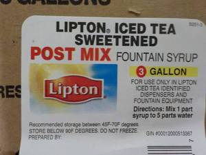 lot 244 image: 3 Gallon Lipton Iced Tea Sweetened ...