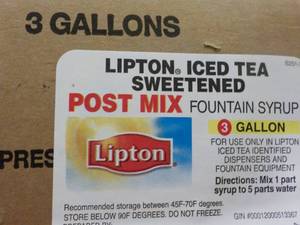 lot 248 image: 3 Gallon Lipton Iced Tea Sweetened ...