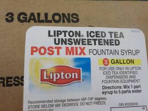 lot 252 image: 3 Gallon Lipton Iced Tea Unsweetene...