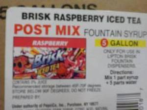 lot 255 image: 5 Gallon Brisk Raspberry Iced Tea P...