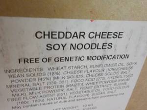 lot 276 image: 10 kg box Cheddar Cheese Soy Noodle...