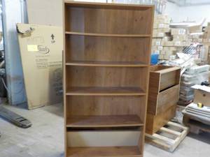 lot 383 image: Wood 5 Shelf bookcase 37 x 12 x 71...