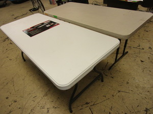 lot 412 image: LIFETIME 6 COMMERCIAL GRADE FOLDING TABLE, LIFETIME 6 ADJUSTABLE HEIGHT FOLDING TABLE