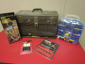 lot 423 image: CRAFTSMAN BOLT-OUTSCREW OUT DAMAGED REMOVER SETS, 218 PC. ROTARY TOOL KIT-NEW, DRILL GUIDE, MORE