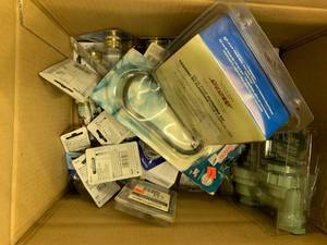 Assorted box of out door plumbing items