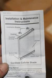 lot 123 image: Cordless Cellular Shade with Hardware, Instructions