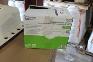 lot 172 image: Commercial Electric 13in. LED Flushmount Twin Pack Brushed Nickel Warm White