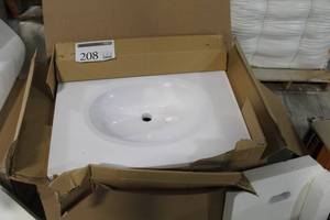 lot 208 image: Bathroom Sink White 3-Hole with Backsplash