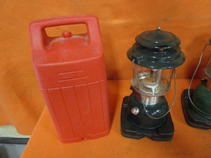 (2) Coleman Lanterns, 5 gal Water Jug