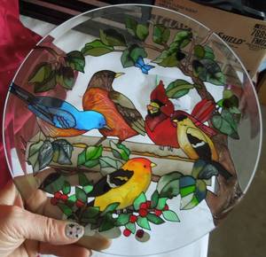 lot 71 image: Hand Painted Glass Bird Dcor