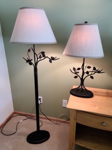 lot 18 image: Matching Table And Floor Lamp