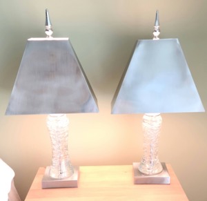 lot 22 image: Pair Of Crackle Glass Table Lamps