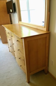 lot 33 image: Wooden 10 Drawer Dresser With Matching Mirror