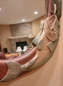 lot 40 image: Wooden Fish Mirror
