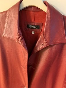 lot 154 image: Womens Vintage Remy Full Length Red Leather Coat