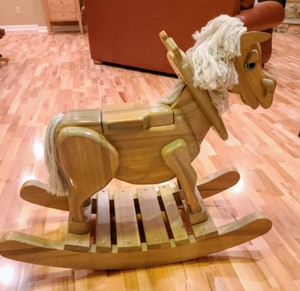 lot 57 image: Green Painted Wooden Rocking Horse