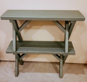 lot 59 image: Green Painted Wood Swing And Matching Pair Of Benches