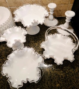 lot 90 image: Large Lot of Milkglass