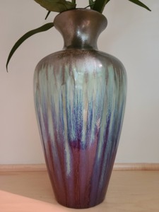 lot 182 image: Vibrant Colored Vase And Faux Foliage