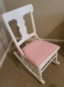 lot 190 image: Painted Wood Rocking Chair and Ottoman
