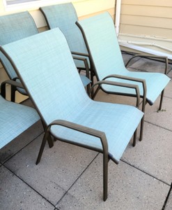 lot 230 image: 5 Blue Patio Chairs