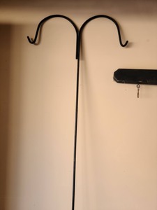 lot 246 image: Lot of Two Bird Feeders, Hanging Outdoor Candle And Double Shepherd Hook