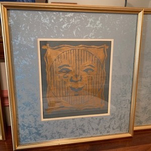 lot 299 image: Set of Four Framed Art Pieces Four Phases of the Moon