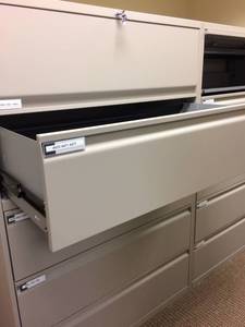MSRP $2500 Each Super Nova Quality&nbspTeknion 5 Drawer Lateral Filing Cabinet One Shelf Flips Up &amp Shelf Slides Out - Locking With Key - 63 Tall - Excellent Condition