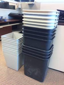 Mixed Lot Of Plastic &amp Metal Trash Containers - Good Condition