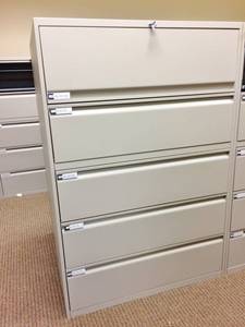 MSRP $2500 Each Super Nova Quality&nbspTeknion 5 Drawer Lateral Filing Cabinets One Shelf Flips Up &amp Shelf Slides Out&nbsp - Locking With Key - 63 Tall - Excellent&nbsp This lot is for 1 x 4 Cabinets