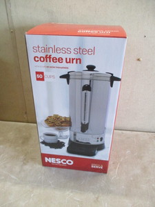 NESCO 50 Cup Coffee Maker Urn in original box with owners-manual. The unit was used once for special event. Retails for 60.00