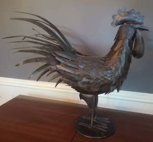 lot 100 image: Pair of industrial medal Roosters