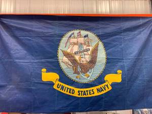 lot 62 image: Vintage Navy Flag approx 34 x 60
