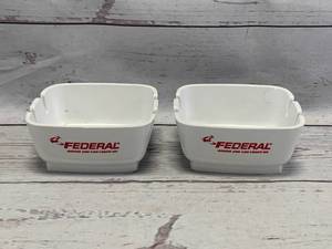 lot 64 image: Lot of 2 Federal Ammo Ash Trays Gun Shop Promo