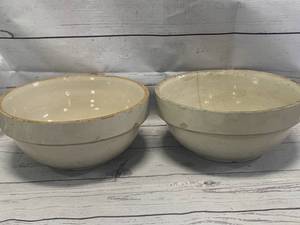 lot 68 image: 2 Vintage Stoneware Bowls 10 12 Diameter