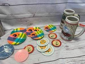 lot 132 image: Lot of Plates & 2 Budweiser Steins